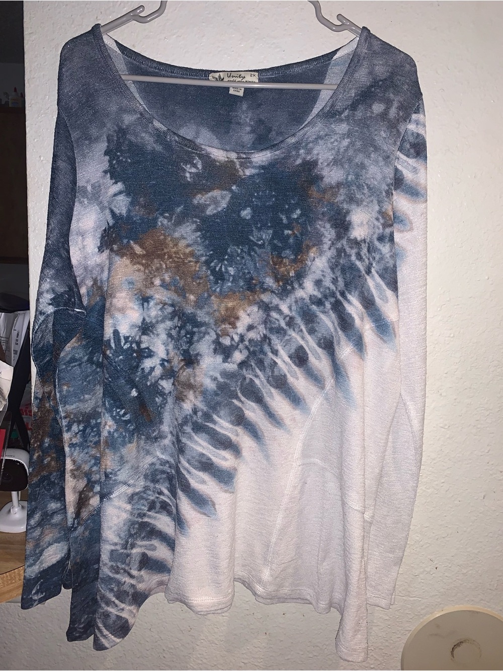 Unity World Wear Blue Tie-Dye Long Sleeve Blouse